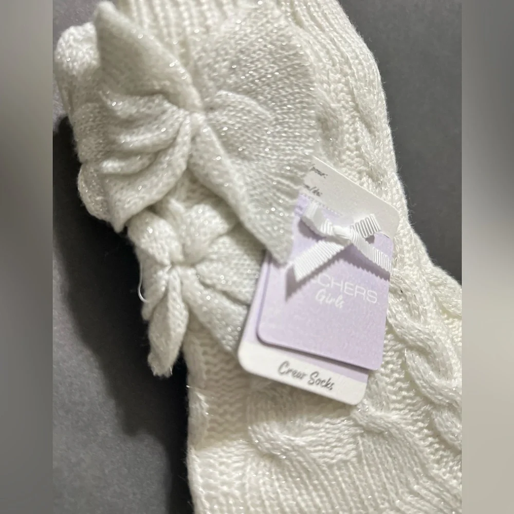 Skechers Girls Beige Fleece Lined Cozy Crew Socks